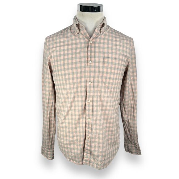 J.Crew Shirt Men's Medium Pink Bluish Gray Plaid Long Sleeve Button Down Stretch - Picture 1 of 10